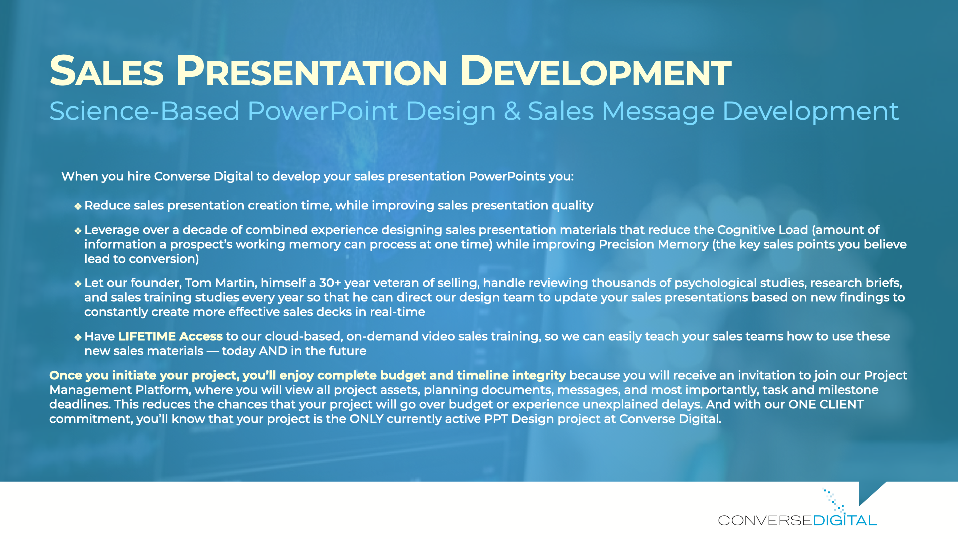 sales presentation design example telling details